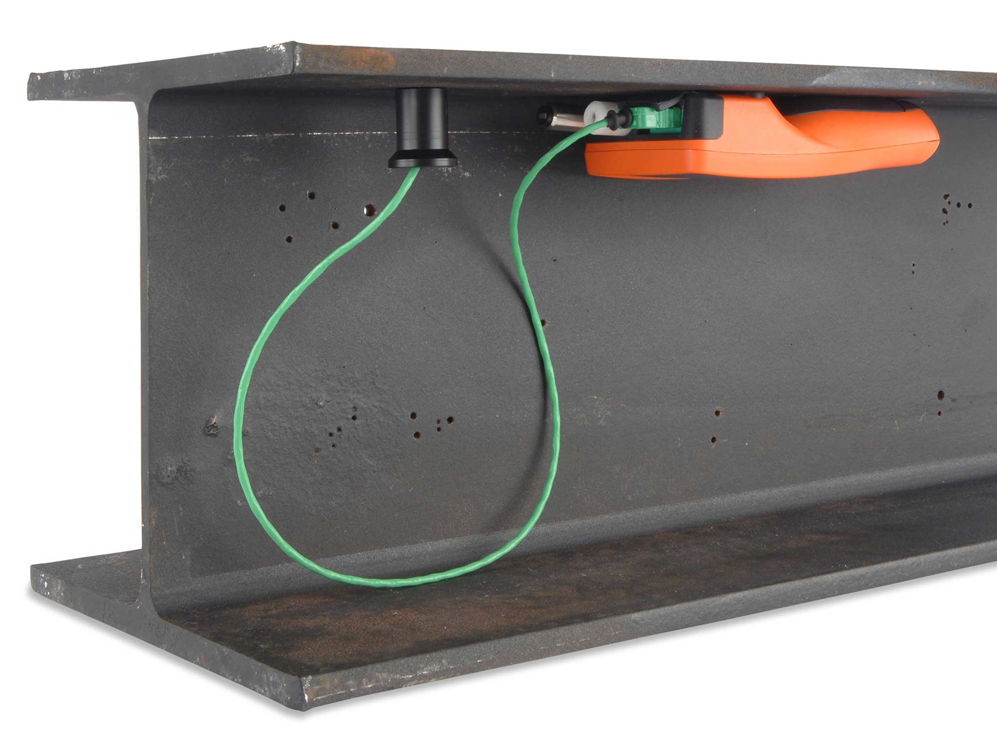 The Elcometer 319 mounted magneticially