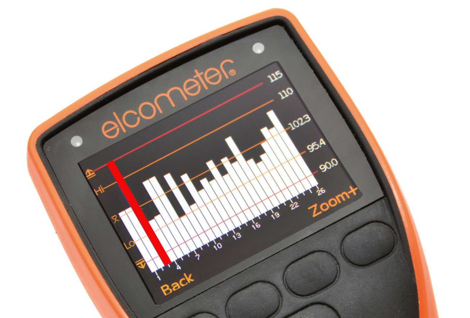 The Elcometer 456 Coating Thickness Gauge A coating inspection gauge providing a reading graph