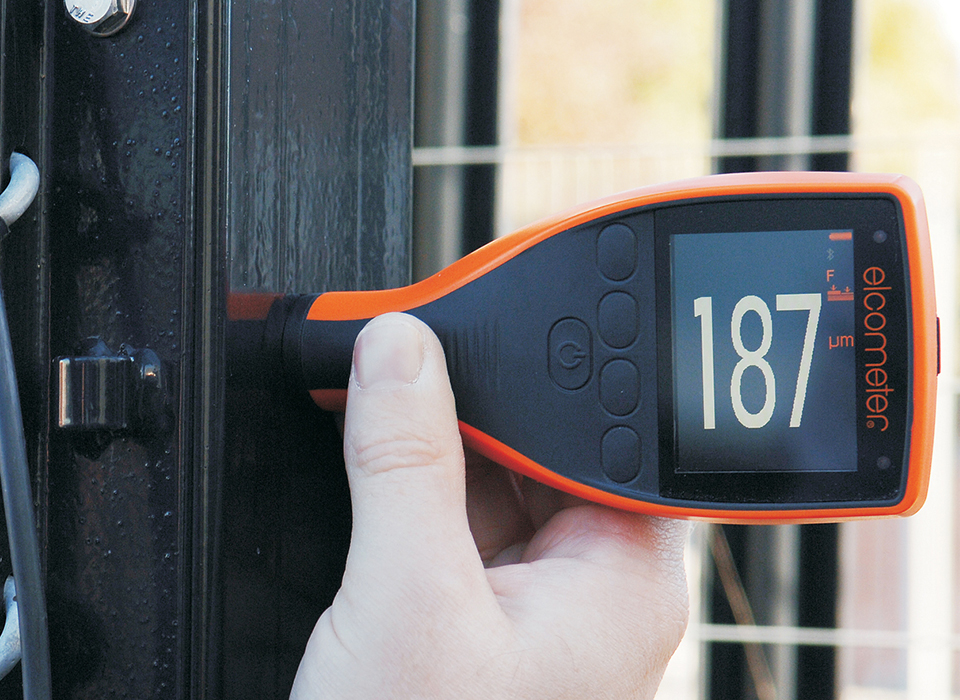 Elcometer 456 Integral Coating Thickness Gauge measuring on site